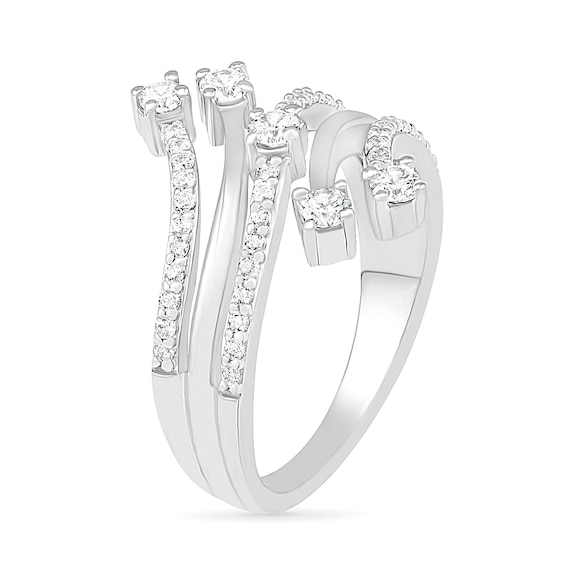 0.45 CT. T.W. Diamond Multi-Row Bypass Ring in 10K White Gold