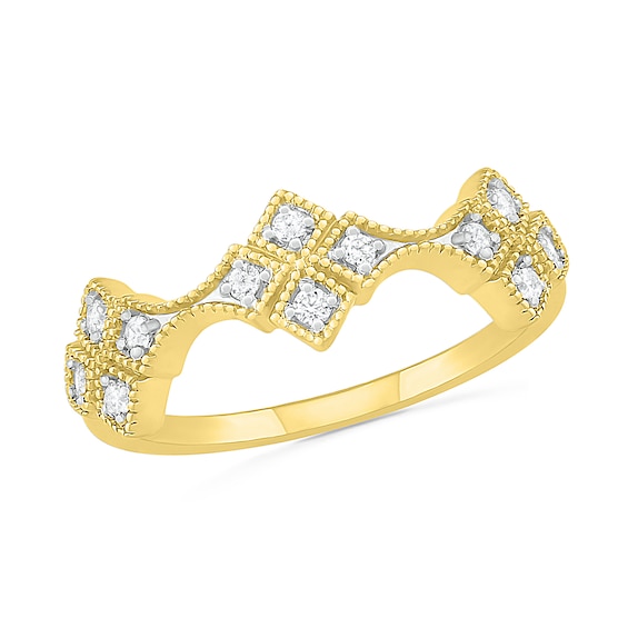 0.115 CT. T.W. Composite Diamond Trio Ring in 10K Gold