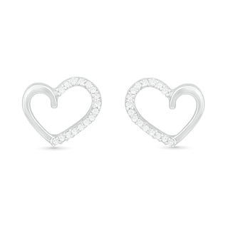 0.086 CT. T.W. Diamond Heart Outline Stud Earrings in 10K White Gold