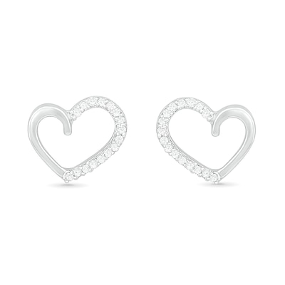 0.086 CT. T.W. Diamond Heart Outline Stud Earrings in 10K White Gold