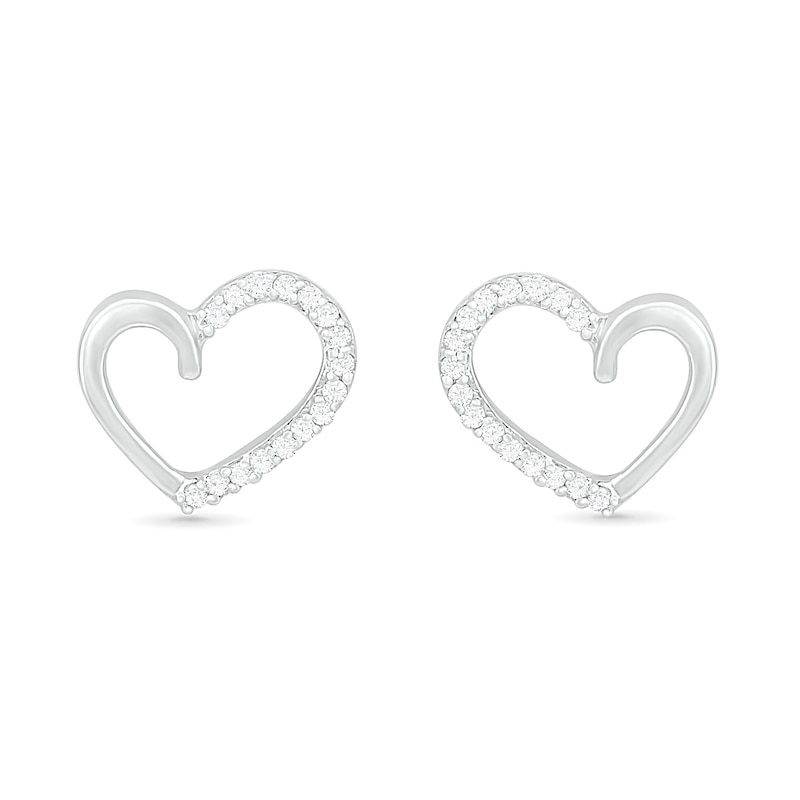 0.086 CT. T.W. Diamond Heart Outline Stud Earrings in 10K White Gold|Peoples Jewellers