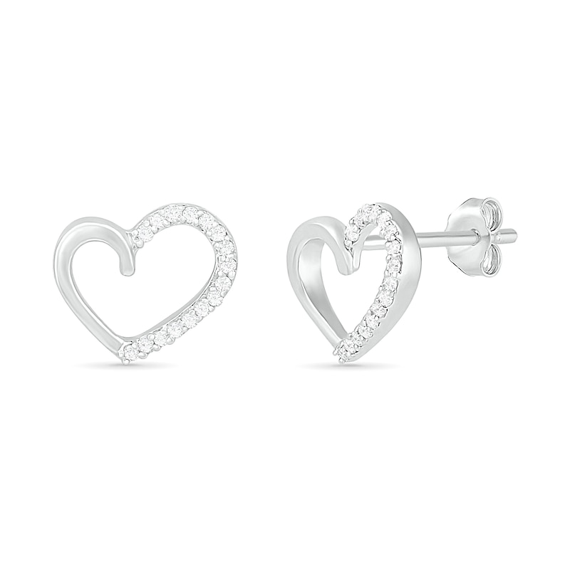 0.086 CT. T.W. Diamond Heart Outline Stud Earrings in 10K White Gold
