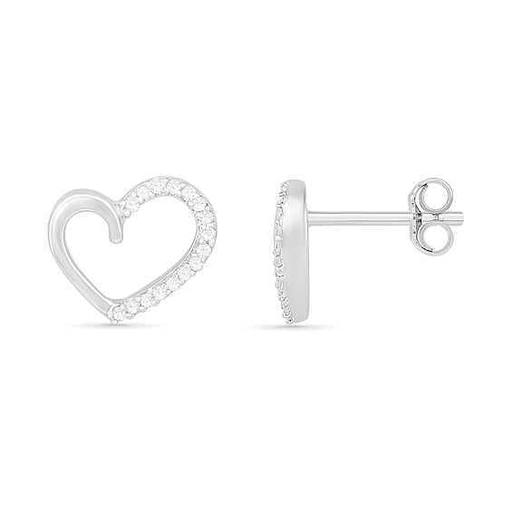 0.086 CT. T.W. Diamond Heart Outline Stud Earrings in 10K White Gold