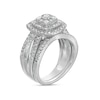 1.23 CT. T.W. Cushion Multi-Diamond Double Frame Bridal Set in 10K White Gold