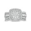 1.23 CT. T.W. Cushion Multi-Diamond Double Frame Bridal Set in 10K White Gold