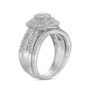 Thumbnail Image 2 of 1.23 CT. T.W. Composite Baguette and Round Diamond Double Oval-Shape Frame Bridal Set in 10K White Gold