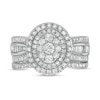 Thumbnail Image 3 of 1.23 CT. T.W. Composite Baguette and Round Diamond Double Oval-Shape Frame Bridal Set in 10K White Gold