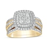 Thumbnail Image 0 of 1.23 CT. T.W. Baguette and Round Multi-Diamond Double Cushion-Shape Frame Bridal Set in 10K Gold