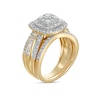 Thumbnail Image 2 of 1.23 CT. T.W. Baguette and Round Multi-Diamond Double Cushion-Shape Frame Bridal Set in 10K Gold