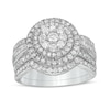 Thumbnail Image 0 of 1.23 CT. T.W. Composite Baguette and Round Diamond Double Frame Bridal Set in 10K White Gold