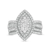 Thumbnail Image 3 of 1.23 CT. T.W. Composite Baguette and Round Diamond Double Marquise-Shape Frame Bridal Set in 10K White Gold