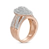 1.23 CT. T.W. Composite Baguette and Round Diamond Double Marquise-Shape Frame Bridal Set in 10K Rose Gold