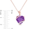 Thumbnail Image 2 of 12.0mm Heart-Shaped Amethyst and 0.05 CT. T.W. Diamond Ribbon Overlay Pendant in Sterling Silver with Rose Rhodium