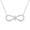 White Lab-Created Sapphire Infinity with Flower Necklace in Sterling Silver