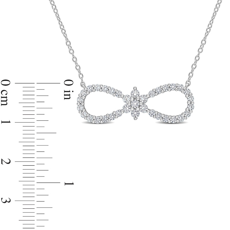 White Lab-Created Sapphire Infinity with Flower Necklace in Sterling Silver