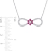 Lab-Created Ruby and White Sapphire Infinity with Flower Necklace in Sterling Silver - 17"