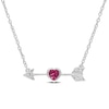 4.0mm Heart-Shaped Lab-Created Ruby, White Sapphire and Diamond Accent Arrow Necklace in Sterling Silver - 17"