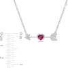 Thumbnail Image 2 of 4.0mm Heart-Shaped Lab-Created Ruby, White Sapphire and Diamond Accent Arrow Necklace in Sterling Silver - 17"