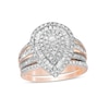 1.23 CT. T.W. Pear-Shaped Diamond Layered Triple Frame Bridal Set in 10K Rose Gold