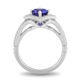 Enchanted Disney Ultimate Princess Tanzanite and 0.29 CT. T.W. Diamond Tilted Frame Engagement Ring in 14K White Gold