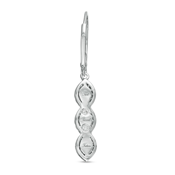 0.95 CT. T.W. Oval Diamond Past Present Future® Twist Frame Drop Earrings in 10K White Gold