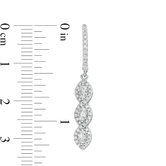 0.95 CT. T.W. Oval Diamond Past Present Future® Twist Frame Drop Earrings in 10K White Gold