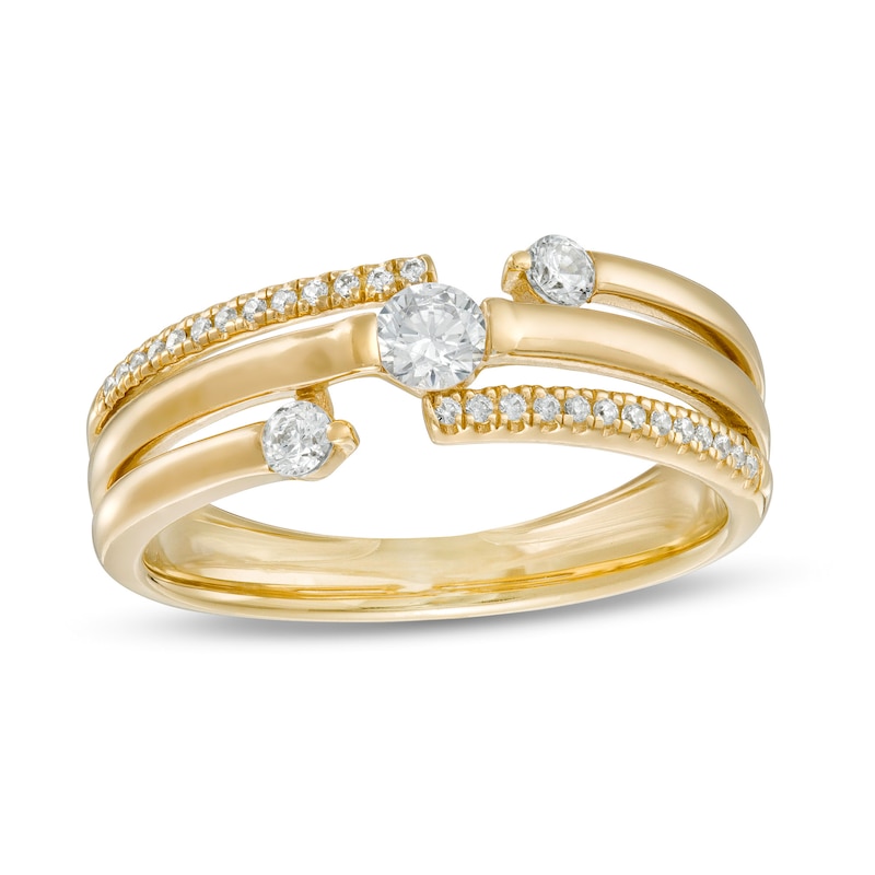 0.29 CT. T.W. Diamond Past Present Future® Multi-Row Ring in 10K Gold|Peoples Jewellers