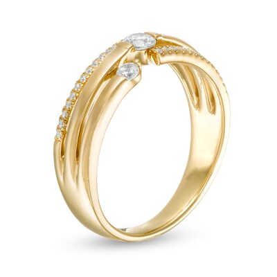 0.29 CT. T.W. Diamond Past Present Future® Multi-Row Ring in 10K Gold