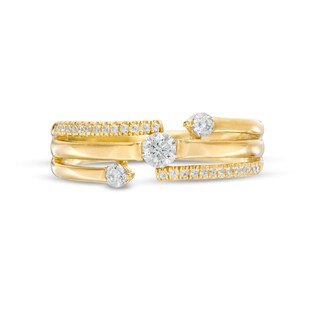 0.29 CT. T.W. Diamond Past Present Future® Multi-Row Ring in 10K Gold