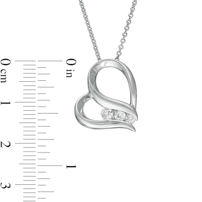 0.23 CT. T.W. Diamond Past Present Future® Tilted Heart Pendant in 10K White Gold