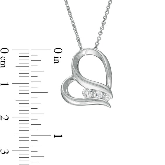 0.23 CT. T.W. Diamond Past Present Future® Tilted Heart Pendant in 10K White Gold