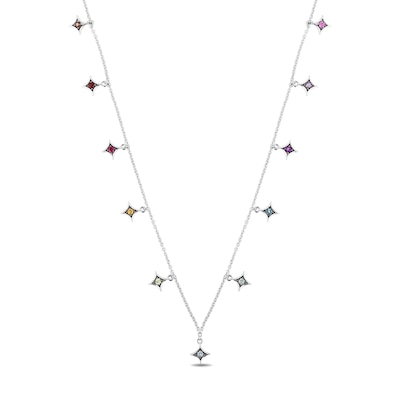 Enchanted Disney Ultimate Princess Celebration Multi-Gemstone Station Necklace in Sterling Silver - 17"