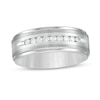 Thumbnail Image 0 of Men's 0.24 CT. T.W. Diamond Multi-Finish Stepped Edge Comfort-Fit Wedding Band in Stainless Steel and Tungsten - Size 10