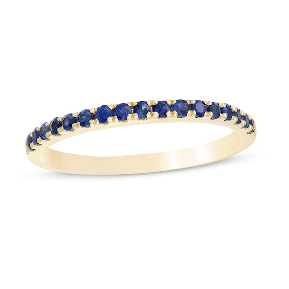 Blue Sapphire Petite Stackable Band in 10K Gold - Size 7