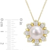 11.5-12.0mm Button Freshwater Cultured Pearl and White Topaz Sunburst Pendant in Sterling Silver with Yellow Rhodium