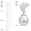Thumbnail Image 2 of 11.0-12.0mm Freshwater Cultured Pearl and 0.05 CT. T.W. Diamond Criss-Cross Fan Drop Earrings in Sterling Silver