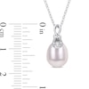 Thumbnail Image 2 of 8.5-9.0mm Oval Freshwater Cultured Pearl and Diamond Accent Doorknocker Drop Pendant in Sterling Silver
