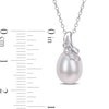 Thumbnail Image 2 of 8.5-9.0mm Oval Freshwater Cultured Pearl and Diamond Accent Scallop Ribbon Overlay Swirl Pendant in Sterling Silver