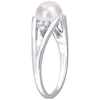 Thumbnail Image 2 of 7.0-7.5mm Freshwater Cultured Pearl and Diamond Accent Tri-Sides Split Shank Ring in Sterling Silver