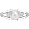 Thumbnail Image 3 of 7.0-7.5mm Freshwater Cultured Pearl and Diamond Accent Tri-Sides Split Shank Ring in Sterling Silver