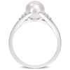 7.0-7.5mm Freshwater Cultured Pearl and Diamond Accent Tri-Sides Split Shank Ring in Sterling Silver