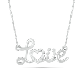 Sterling Silver Thin Pavé Heart Key Necklace