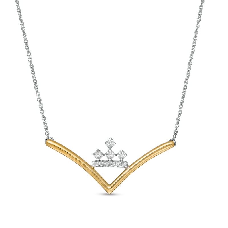 Peoples Private Collection 0.10 CT. T.W. Diamond "V" Shaped Necklace in 10K Two-Tone Gold|Peoples Jewellers