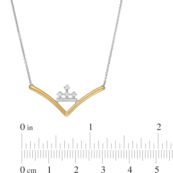 Peoples Private Collection 0.10 CT. T.W. Diamond "V" Shaped Necklace in 10K Two-Tone Gold