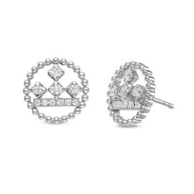 Peoples Private Collection 0.25 CT. T.W. Diamond Beaded Circle Stud Earrings in 10K White Gold