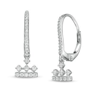 Peoples Private Collection 0.20 CT. T.W. Diamond Crown Drop Earrings in 10K White Gold