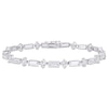 Baguette and Round White Lab-Created Sapphire Alternating Bracelet in Sterling Silver - 7.25"