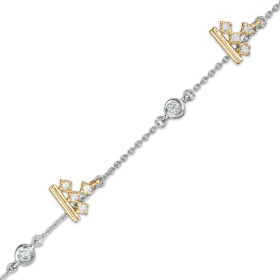 Peoples Private Collection 0.33 CT. T.W. Diamond Station Alternating Crown Bracelet in 10K Two-Tone Gold - 7.25"