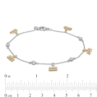 Peoples Private Collection 0.33 CT. T.W. Diamond Station Alternating Crown Bracelet in 10K Two-Tone Gold - 7.25"