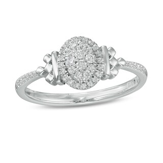 Peoples Private Collection 0.20 CT. T.W. Composite Diamond Oval-Shaped Frame Ring in 10K White Gold